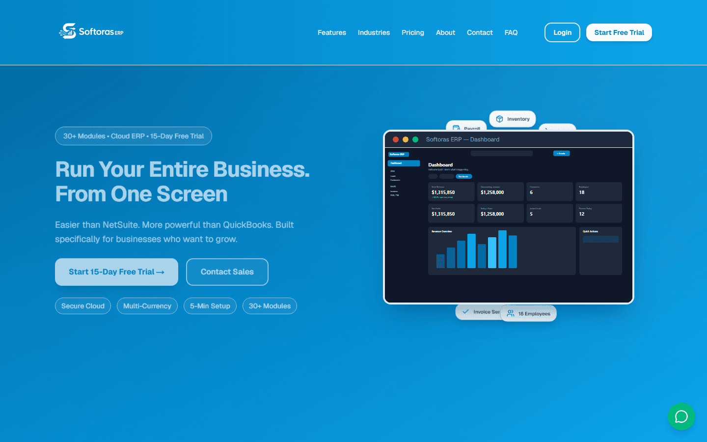 Softoras ERP product interface